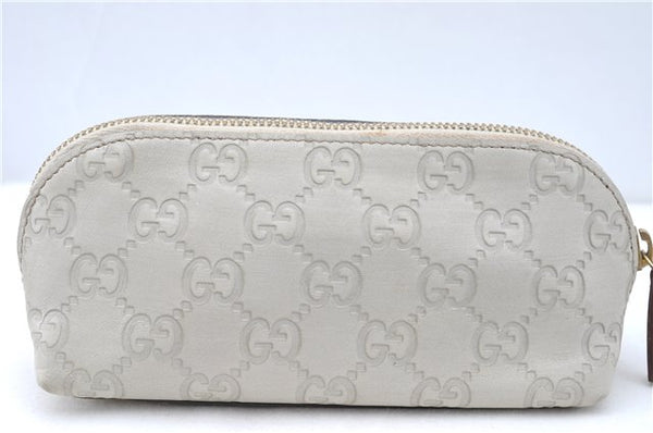 Authentic GUCCI Guccissima GG Leather Pouch Purse Pen Case 141811 Ivory J5955