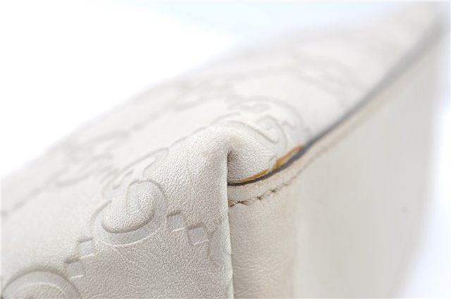 Authentic GUCCI Guccissima GG Leather Pouch Purse Pen Case 141811 Ivory J5955