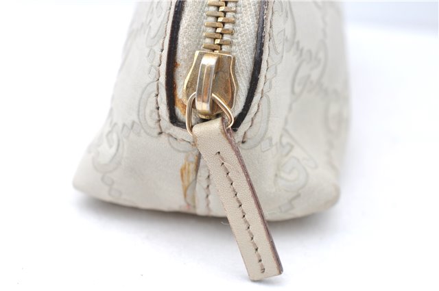 Authentic GUCCI Guccissima GG Leather Pouch Purse Pen Case 141811 Ivory J5955