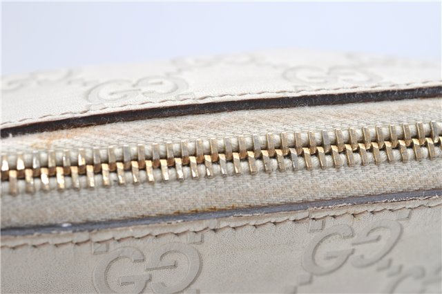 Authentic GUCCI Guccissima GG Leather Pouch Purse Pen Case 141811 Ivory J5955