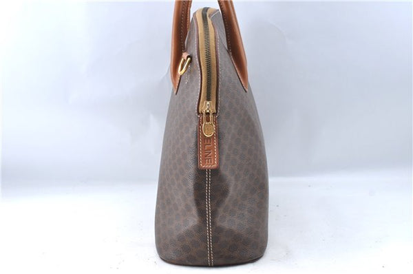 Authentic CELINE Macadam Blason Pattern Hand Bag Purse PVC Leather Brown J5960