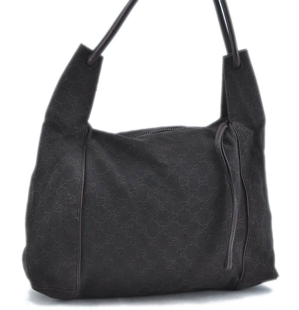Authentic GUCCI Shoulder Hand Bag GG Canvas Leather 101292 Brown J5961