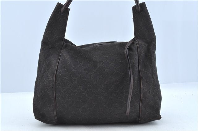 Authentic GUCCI Shoulder Hand Bag GG Canvas Leather 101292 Brown J5961