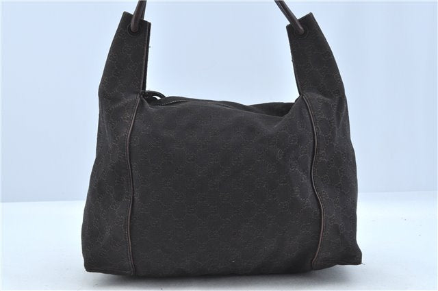 Authentic GUCCI Shoulder Hand Bag GG Canvas Leather 101292 Brown J5961