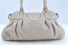Authentic Ferragamo Gancini Leather Shoulder Hand Bag Ivory Light Pink J5969