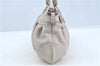 Authentic Ferragamo Gancini Leather Shoulder Hand Bag Ivory Light Pink J5969