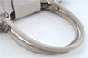 Authentic Ferragamo Gancini Leather Shoulder Hand Bag Ivory Light Pink J5969