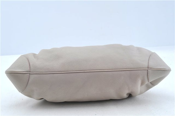Authentic Ferragamo Gancini Leather Shoulder Hand Bag Ivory Light Pink J5969