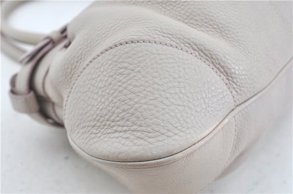 Authentic Ferragamo Gancini Leather Shoulder Hand Bag Ivory Light Pink J5969