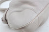 Authentic Ferragamo Gancini Leather Shoulder Hand Bag Ivory Light Pink J5969