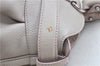 Authentic Ferragamo Gancini Leather Shoulder Hand Bag Ivory Light Pink J5969