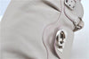 Authentic Ferragamo Gancini Leather Shoulder Hand Bag Ivory Light Pink J5969