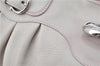 Authentic Ferragamo Gancini Leather Shoulder Hand Bag Ivory Light Pink J5969
