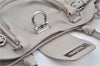 Authentic Ferragamo Gancini Leather Shoulder Hand Bag Ivory Light Pink J5969