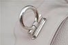 Authentic Ferragamo Gancini Leather Shoulder Hand Bag Ivory Light Pink J5969