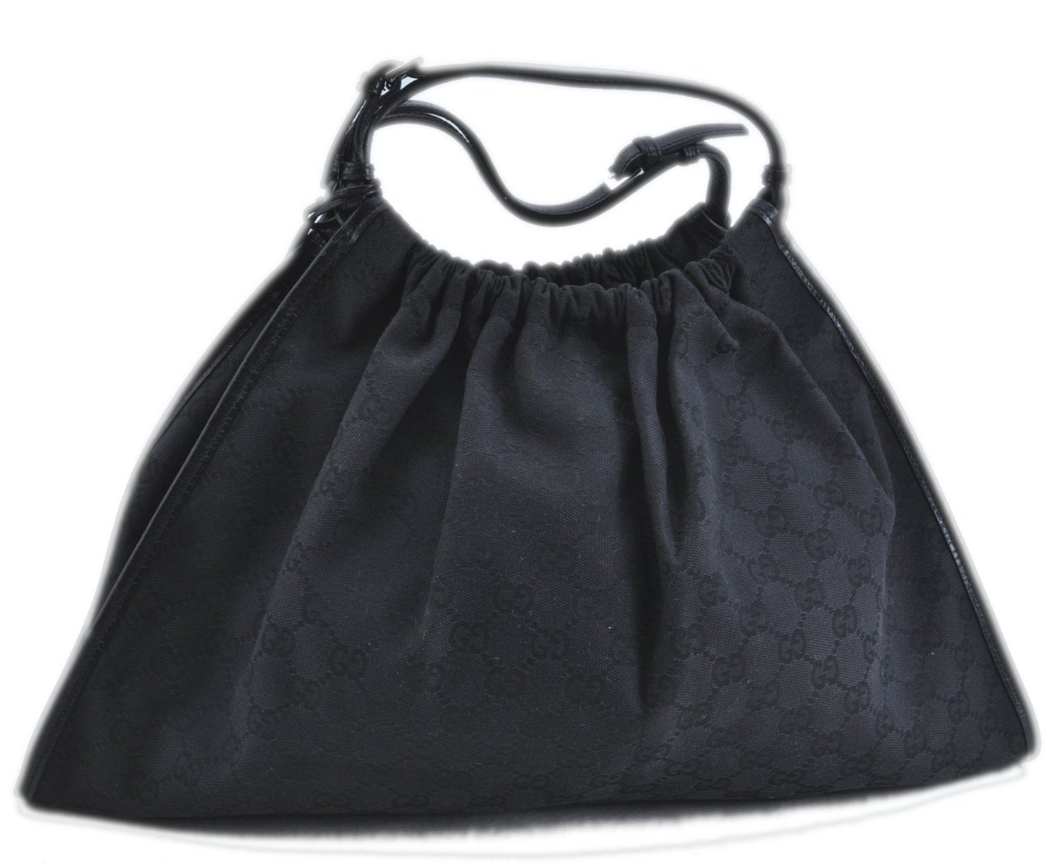 Authentic GUCCI Hand Bag Purse GG Canvas Leather 76554 Black J5977