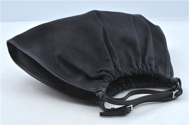 Authentic GUCCI Hand Bag Purse GG Canvas Leather 76554 Black J5977