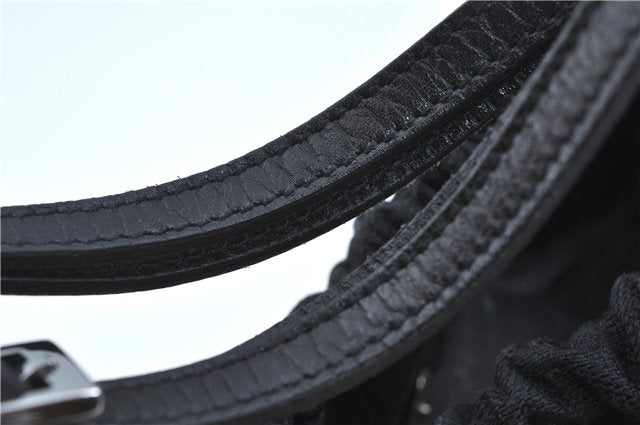 Authentic GUCCI Hand Bag Purse GG Canvas Leather 76554 Black J5977