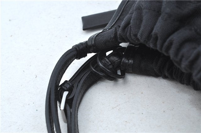 Authentic GUCCI Hand Bag Purse GG Canvas Leather 76554 Black J5977