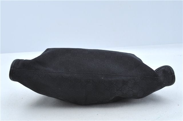 Authentic GUCCI Hand Bag Purse GG Canvas Leather 76554 Black J5977