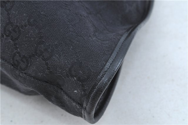 Authentic GUCCI Hand Bag Purse GG Canvas Leather 76554 Black J5977