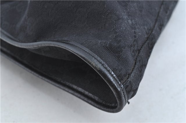 Authentic GUCCI Hand Bag Purse GG Canvas Leather 76554 Black J5977