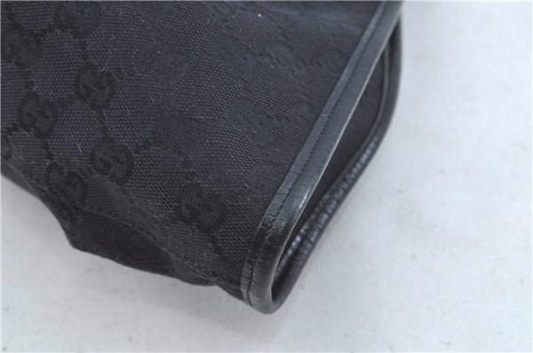 Authentic GUCCI Hand Bag Purse GG Canvas Leather 76554 Black J5977