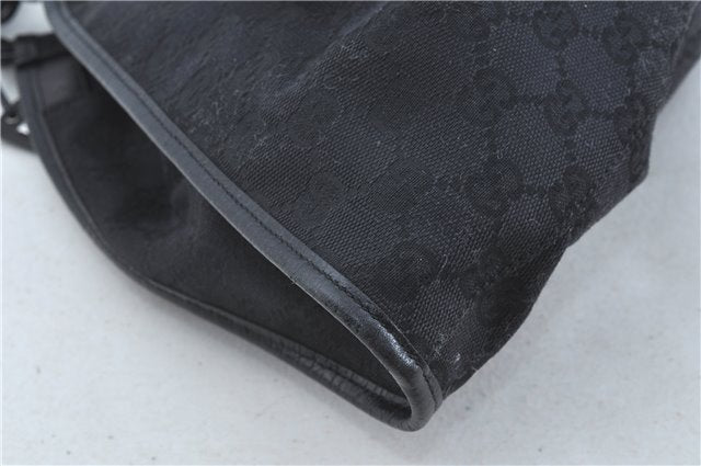 Authentic GUCCI Hand Bag Purse GG Canvas Leather 76554 Black J5977