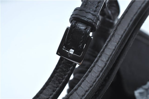 Authentic GUCCI Hand Bag Purse GG Canvas Leather 76554 Black J5977