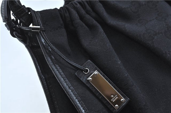 Authentic GUCCI Hand Bag Purse GG Canvas Leather 76554 Black J5977