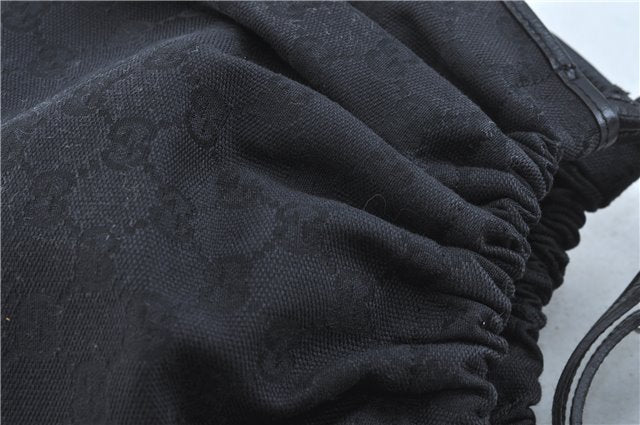 Authentic GUCCI Hand Bag Purse GG Canvas Leather 76554 Black J5977