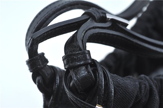 Authentic GUCCI Hand Bag Purse GG Canvas Leather 76554 Black J5977