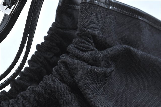 Authentic GUCCI Hand Bag Purse GG Canvas Leather 76554 Black J5977