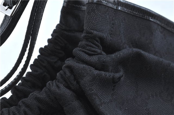 Authentic GUCCI Hand Bag Purse GG Canvas Leather 76554 Black J5977