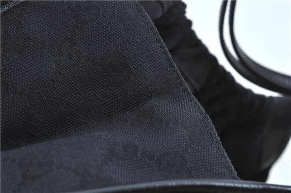 Authentic GUCCI Hand Bag Purse GG Canvas Leather 76554 Black J5977