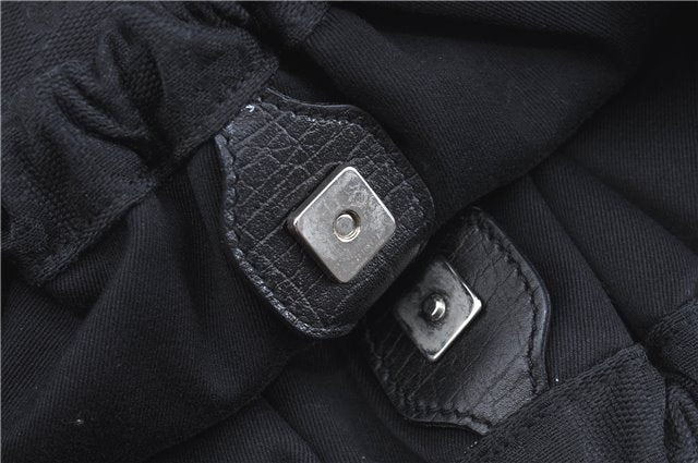 Authentic GUCCI Hand Bag Purse GG Canvas Leather 76554 Black J5977