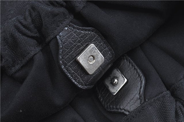 Authentic GUCCI Hand Bag Purse GG Canvas Leather 76554 Black J5977