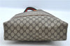 Authentic GUCCI Web Sherry Line Shoulder Tote Bag GG PVC Leather Brown J5978