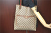 Authentic GUCCI Web Sherry Line Shoulder Tote Bag GG PVC Leather Brown J5978