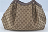 Authentic GUCCI Sukey Shoulder Hand Tote Bag GG Canvas Leather Brown J5989