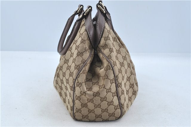 Authentic GUCCI Sukey Shoulder Hand Tote Bag GG Canvas Leather Brown J5989