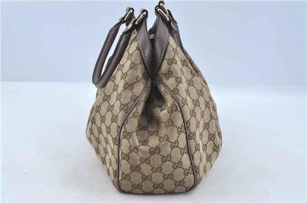 Authentic GUCCI Sukey Shoulder Hand Tote Bag GG Canvas Leather Brown J5989