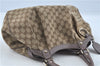 Authentic GUCCI Sukey Shoulder Hand Tote Bag GG Canvas Leather Brown J5989