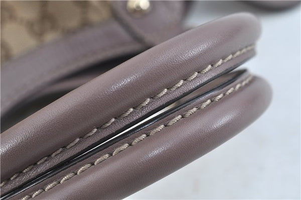 Authentic GUCCI Sukey Shoulder Hand Tote Bag GG Canvas Leather Brown J5989