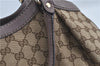 Authentic GUCCI Sukey Shoulder Hand Tote Bag GG Canvas Leather Brown J5989