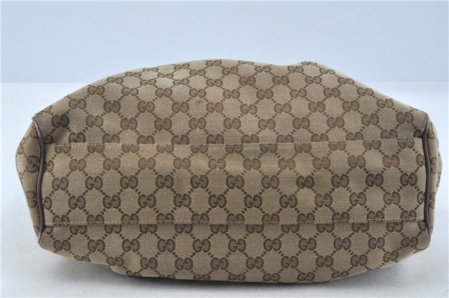 Authentic GUCCI Sukey Shoulder Hand Tote Bag GG Canvas Leather Brown J5989