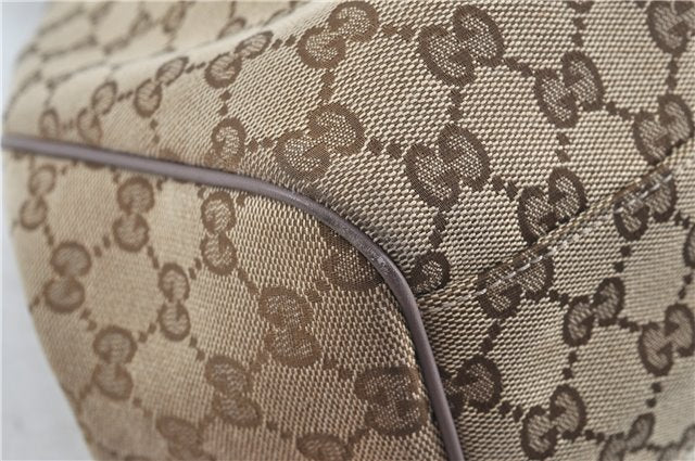 Authentic GUCCI Sukey Shoulder Hand Tote Bag GG Canvas Leather Brown J5989