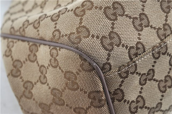 Authentic GUCCI Sukey Shoulder Hand Tote Bag GG Canvas Leather Brown J5989