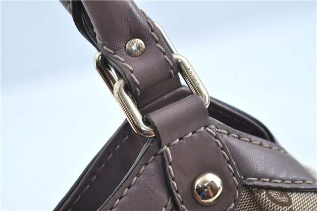 Authentic GUCCI Sukey Shoulder Hand Tote Bag GG Canvas Leather Brown J5989