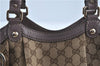 Authentic GUCCI Sukey Shoulder Hand Tote Bag GG Canvas Leather Brown J5989